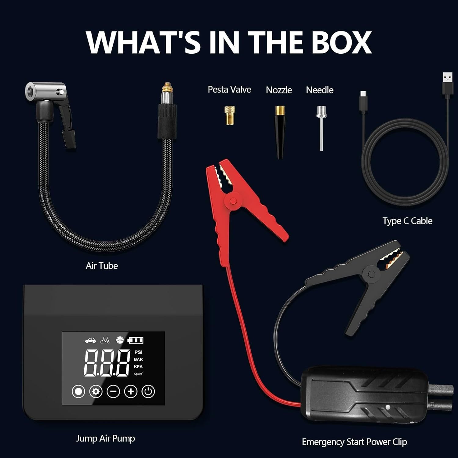 A Portable Car Jump Starter, With 4000A Battery Booster, 12V Jump Starter  Gas Engines Up To 8.0L, Diesel Up To 6.0L Equipped With Smart Clamp Cables, USB Quick Charge And LED Flashlight