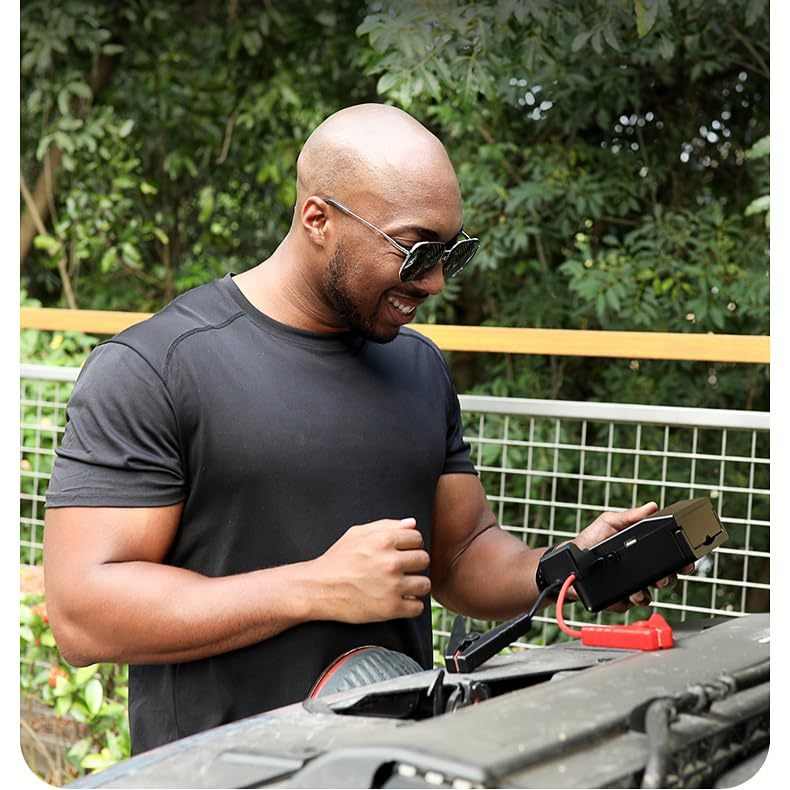 A Portable Car Jump Starter, With 4000A Battery Booster, 12V Jump Starter  Gas Engines Up To 8.0L, Diesel Up To 6.0L Equipped With Smart Clamp Cables, USB Quick Charge And LED Flashlight