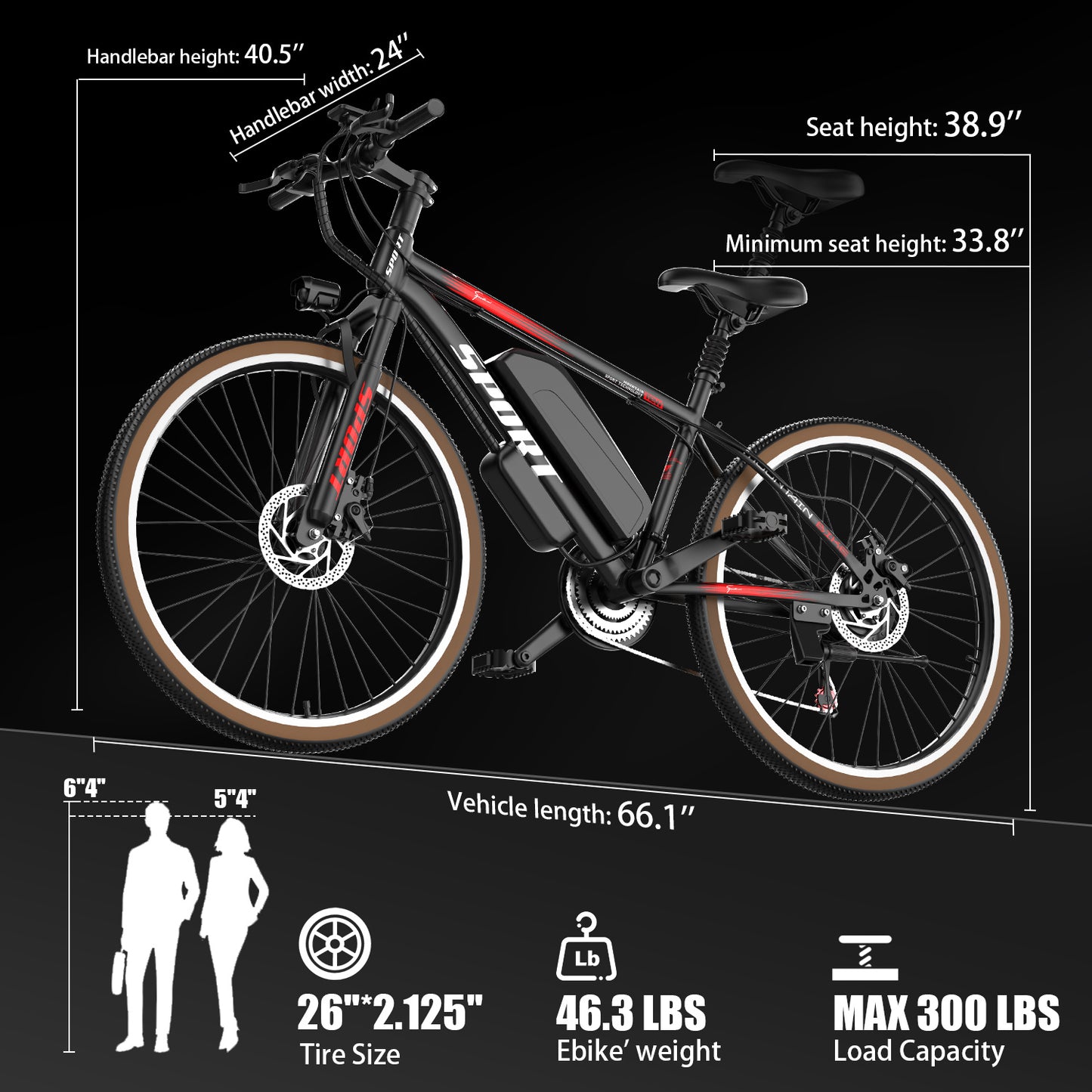 Electric Bike For Adults, 500W Motor, 22mph 45miles Range Electric Mountain Bike, 360Wh Removable Battery, 26in Tires E Bikes For Commuting Outdoor, Professional 7-Speed