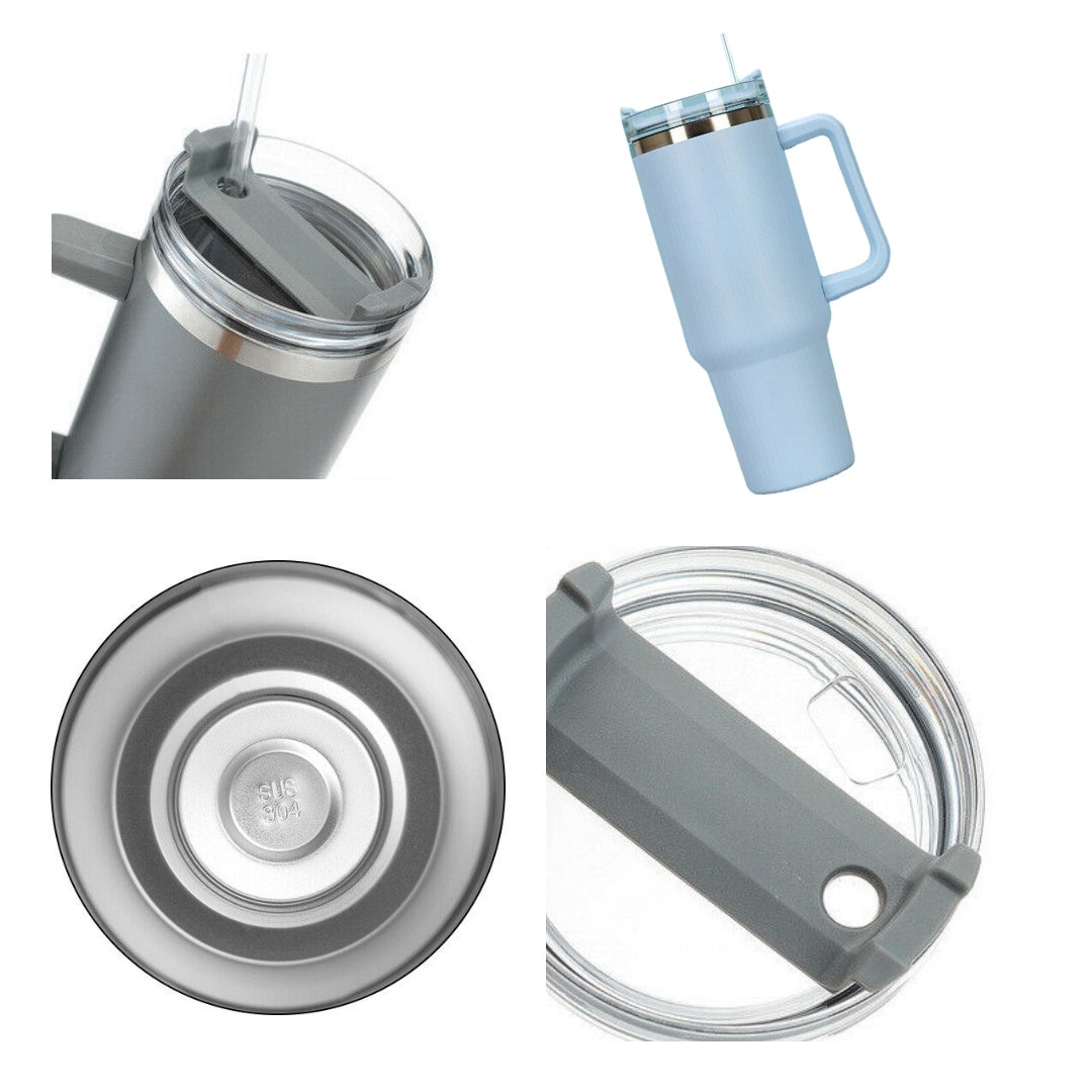 Stainless Steel Water Tumbler 40 Oz Cup Handle Straw Insulated Tumbler